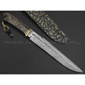 Волчий Век нож Гроза Custom сталь PGK WA, рукоять Carbon fiber dark matter gold, латунь, G10, мозаичные пины