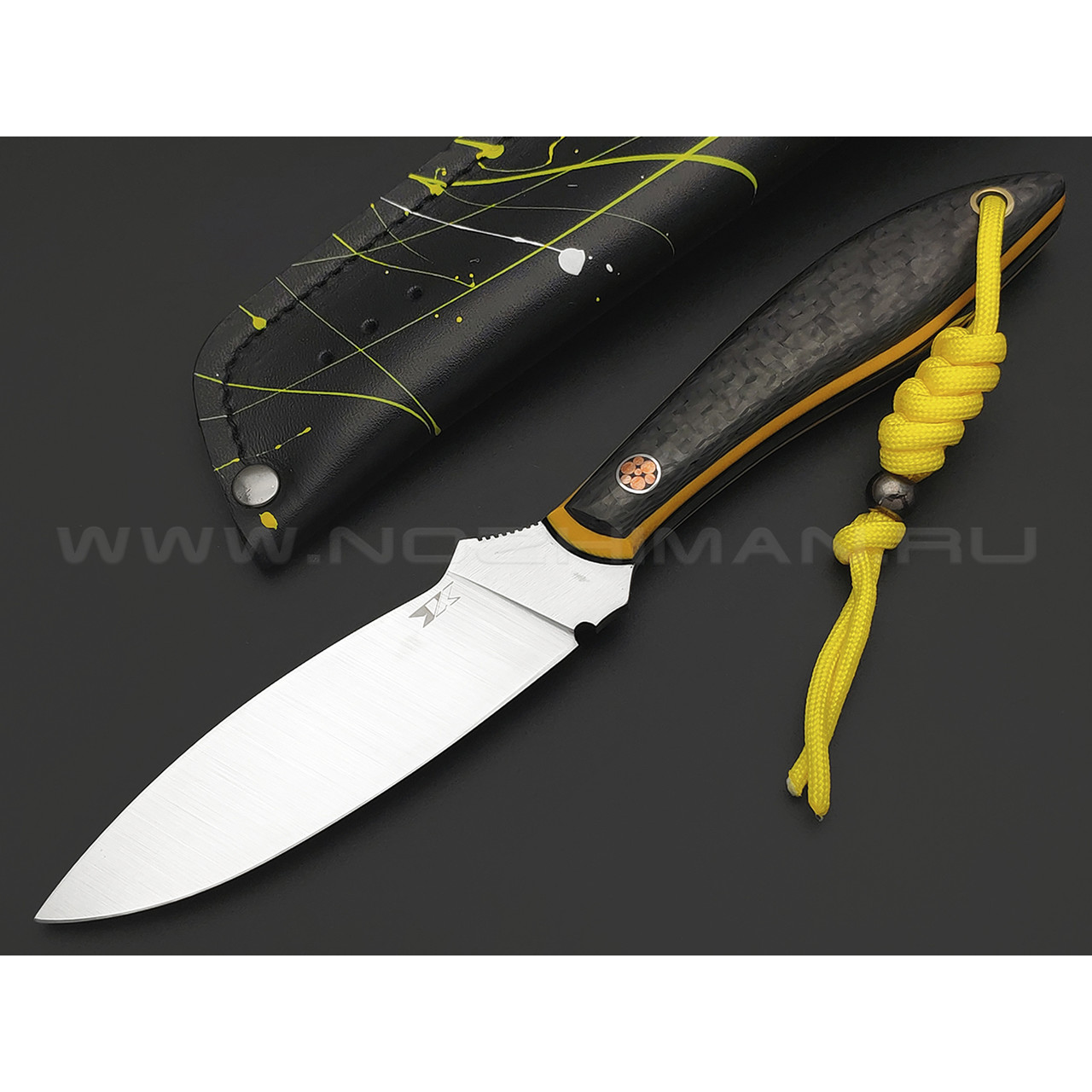 7 ножей нож Канадец сталь PGK satin, рукоять Carbon fiber, G10 yellow