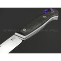 7 ножей нож Клык большой, сталь K340 satin, рукоять Carbon fiber, G10 white