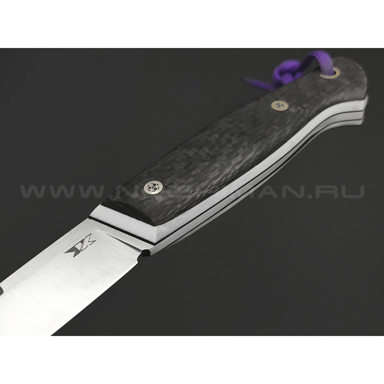 7 ножей нож Клык большой, сталь K340 satin, рукоять Carbon fiber, G10 white