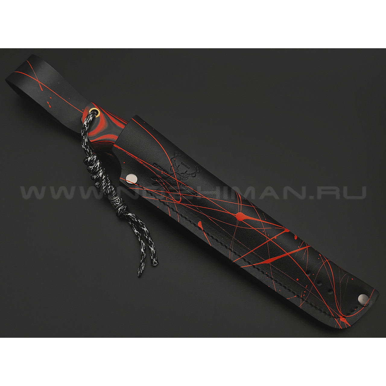 7 ножей нож Айсберг сталь D2 satin, рукоять G10 black & red