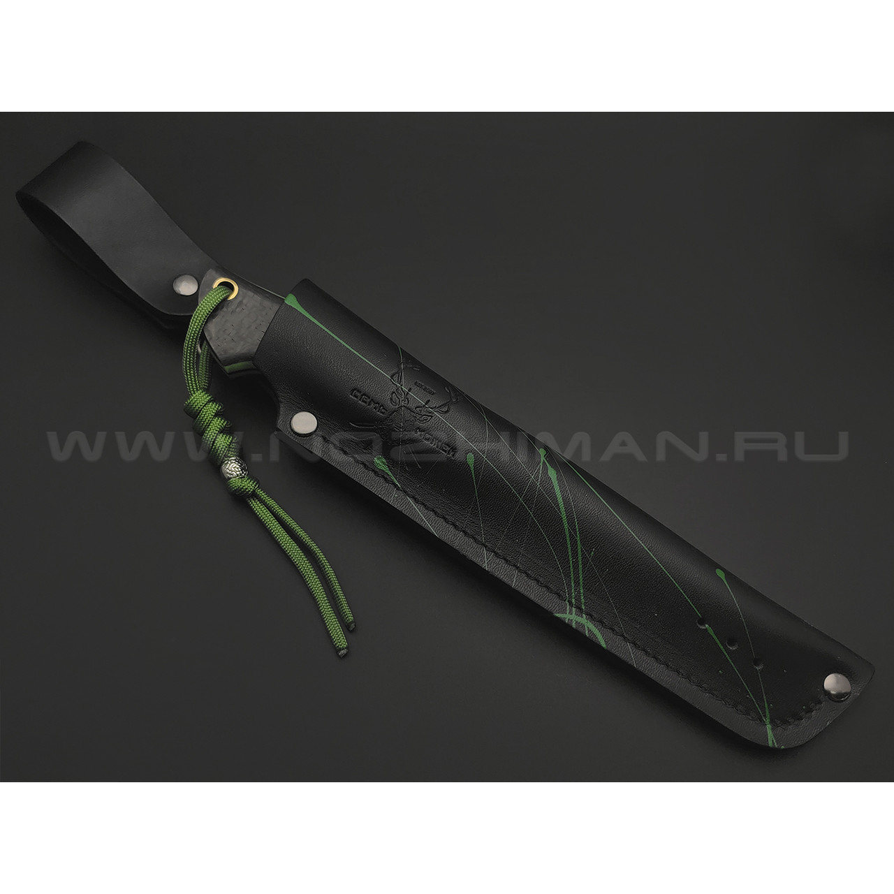 7 ножей нож Айсберг сталь N690 satin, рукоять Carbon fiber, G10 green