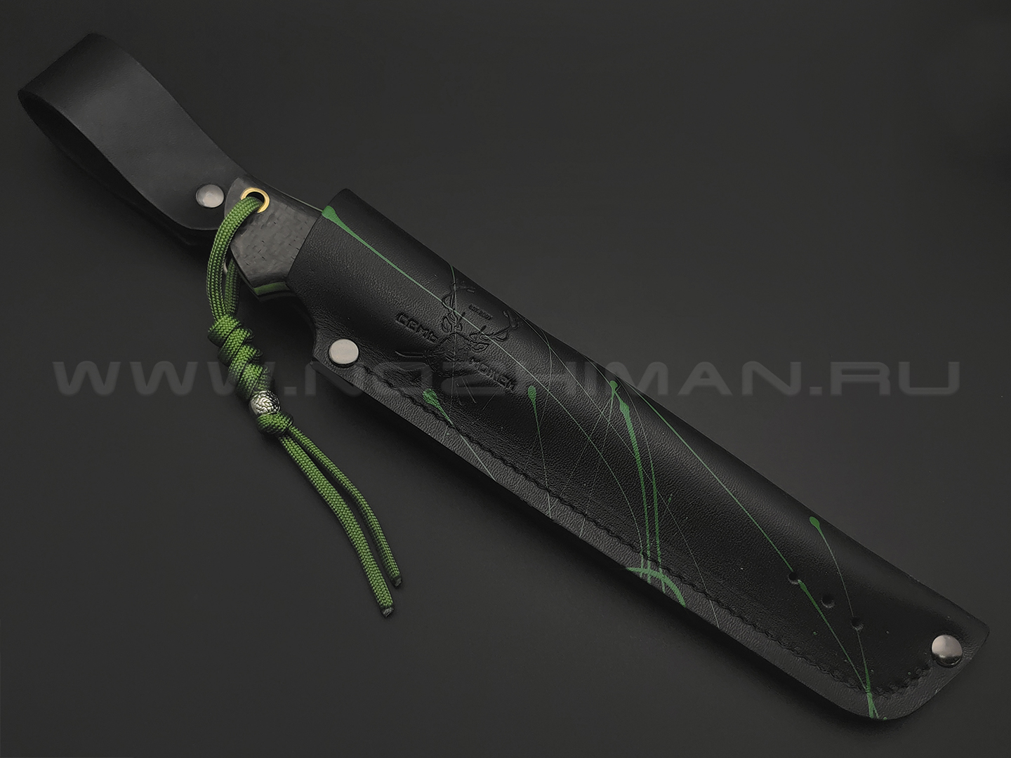 7 ножей нож Айсберг сталь N690 satin, рукоять Carbon fiber, G10 green