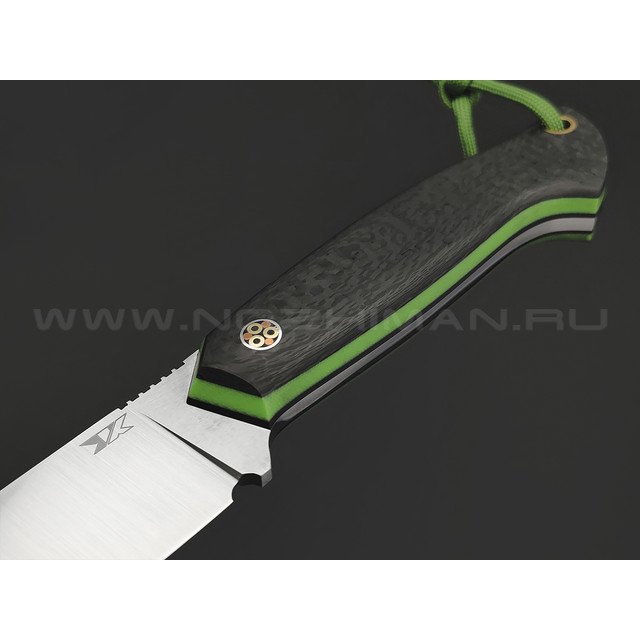 7 ножей нож Айсберг сталь N690 satin, рукоять Carbon fiber, G10 green