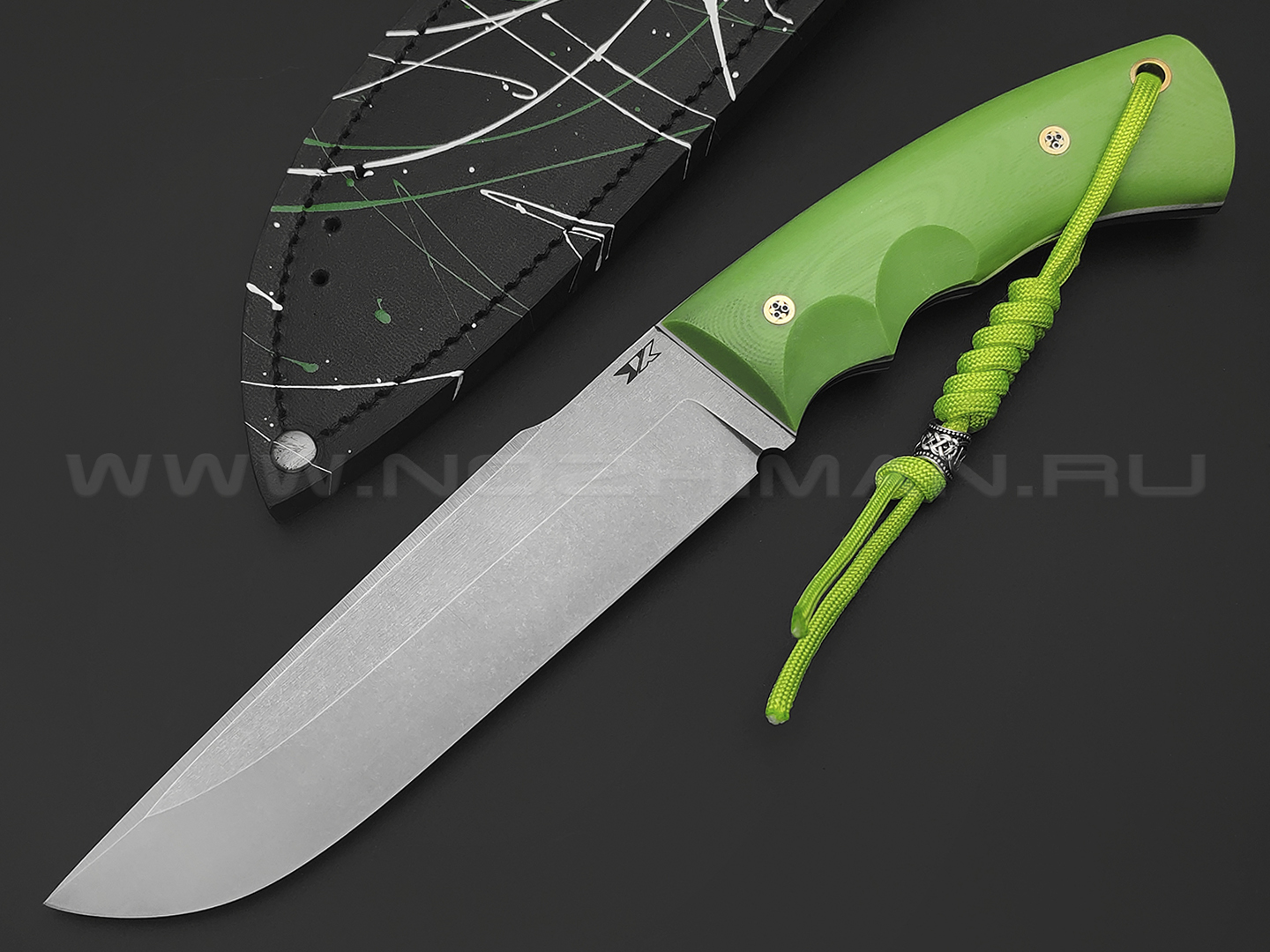 7 ножей нож Беркут сталь K340 stonewash, рукоять G10 green