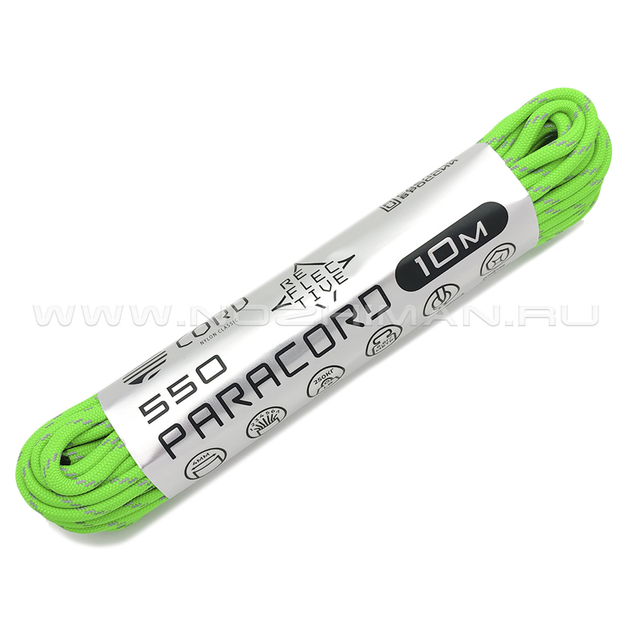 CORD Paracord 550 Светоотражающий Reflective Lime