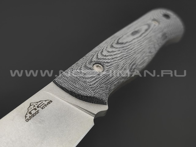 N.C.Custom нож Booster сталь Aus-10 stonewash, рукоять Микарта, ножны кожа
