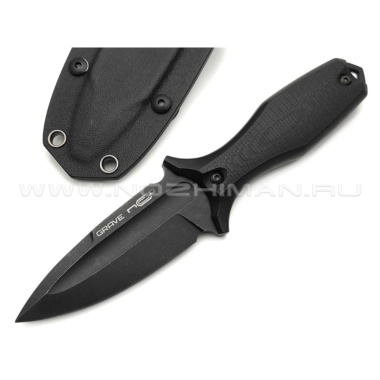 N.C.Custom нож Grave сталь Aus-10 блэквош, рукоять G10 black
