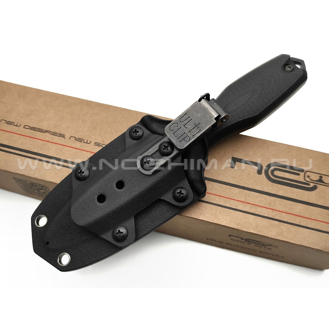 N.C.Custom нож Grave сталь Aus-10 блэквош, рукоять G10 black