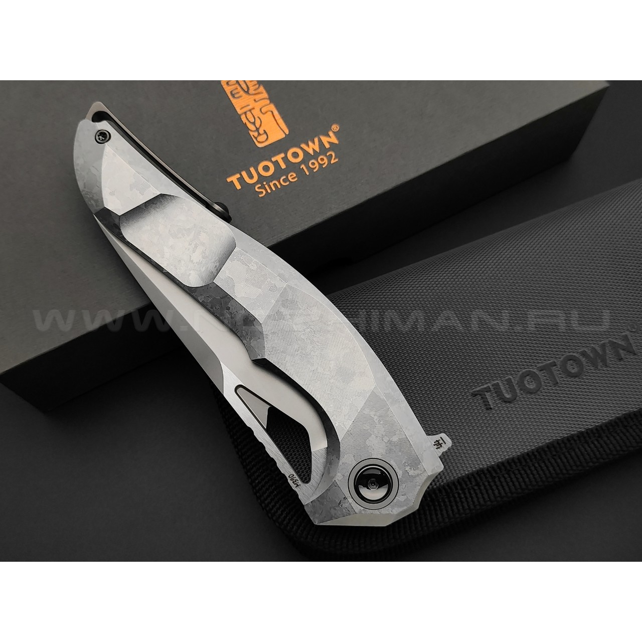 TuoTown складной нож Horridus TAS-MK сталь M390 bead-blast, рукоять Crystal Titanium Grey