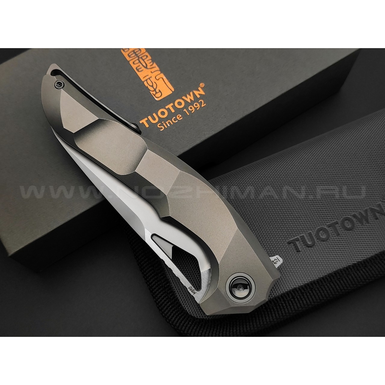 TuoTown складной нож Horridus TAS-MS сталь M390 bead-blast, рукоять Titanium TC4 Grey