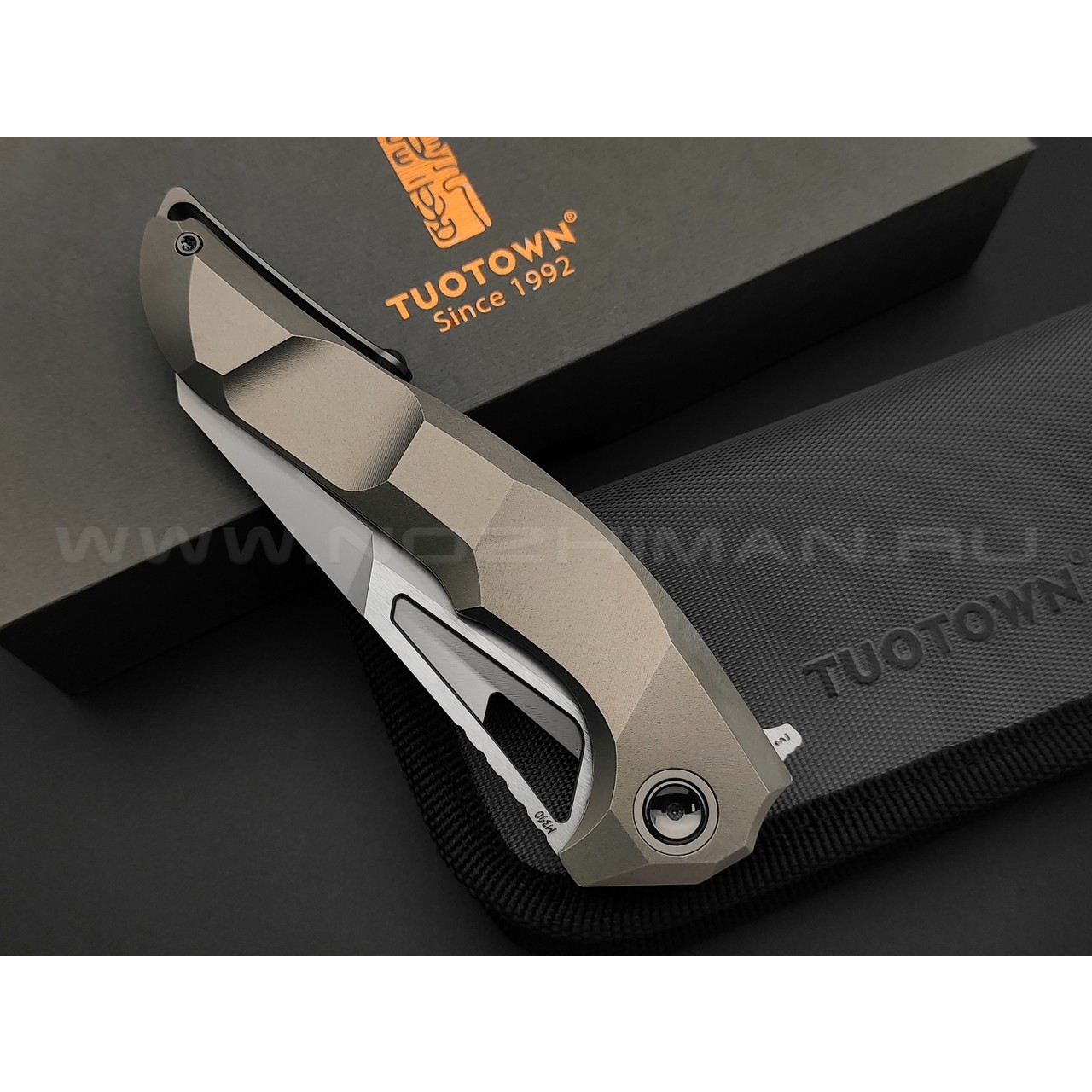 TuoTown складной нож Horridus 2 TAS2-MS сталь M390 bead-blast, рукоять Titanium TC4 Grey