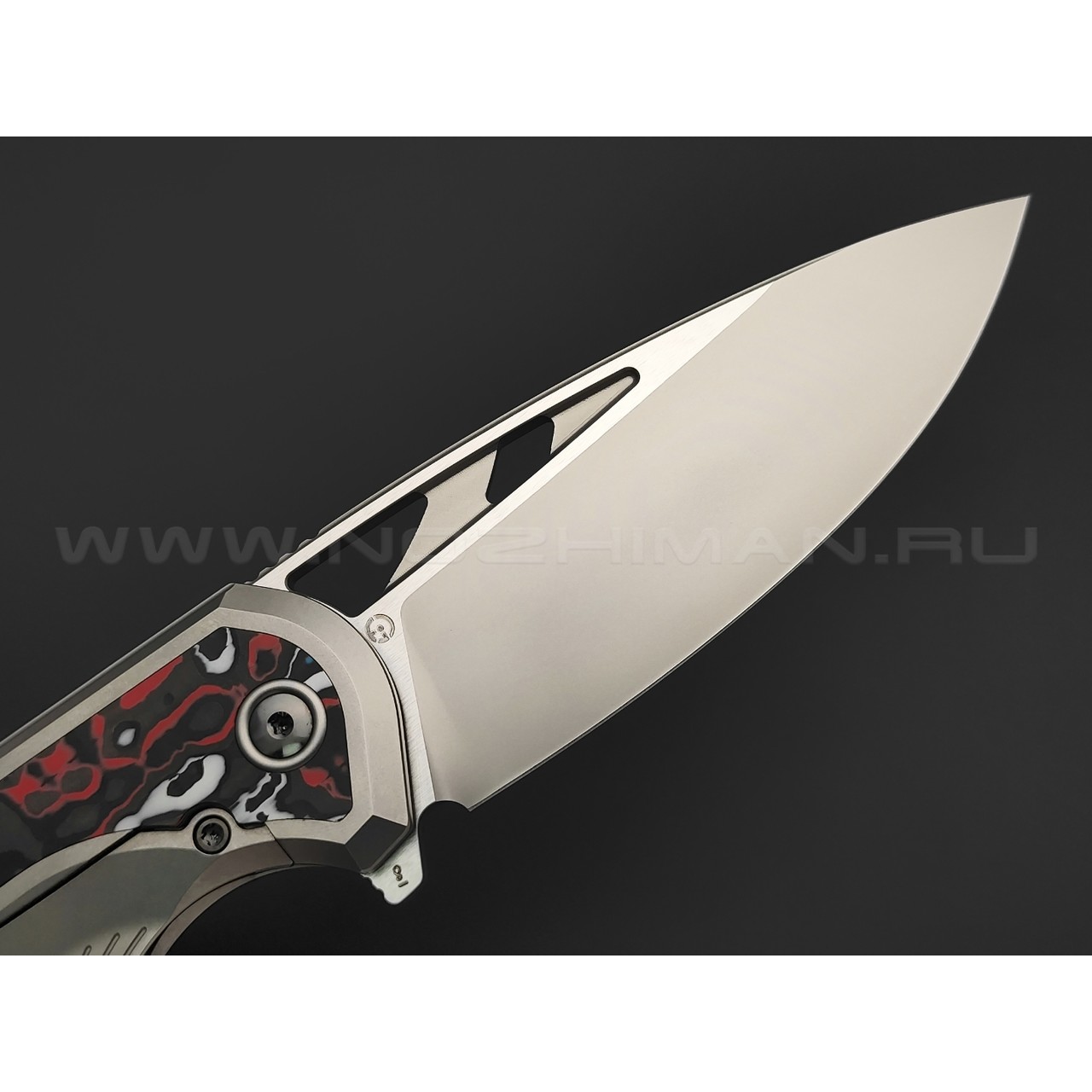TuoTown складной нож Whale Limited TWL-MR сталь M390 bead-blast & satin, рукоять Titanium TC4, Carbon fiber red