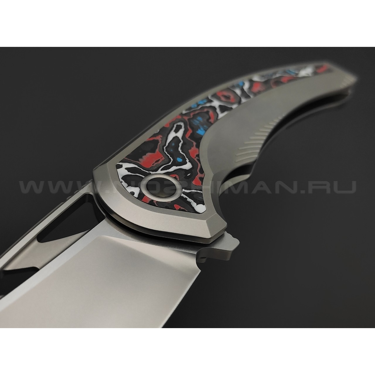 TuoTown складной нож Whale Limited TWL-MR сталь M390 bead-blast & satin, рукоять Titanium TC4, Carbon fiber red
