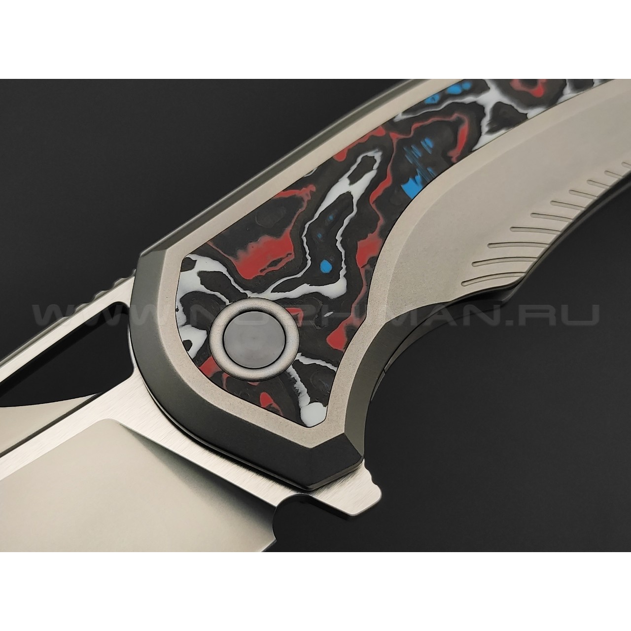 TuoTown складной нож Whale Limited TWL-MR сталь M390 bead-blast & satin, рукоять Titanium TC4, Carbon fiber red