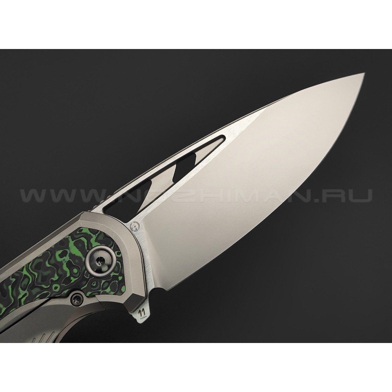 TuoTown складной нож Whale Limited TWL-MG сталь M390 bead-blast & satin, рукоять Titanium TC4, Carbon fiber green