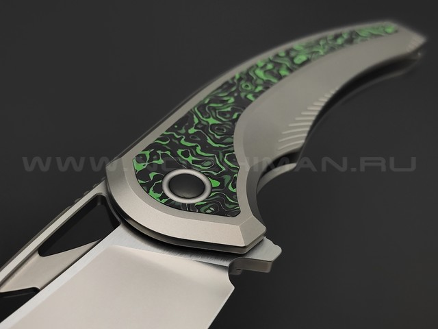 TuoTown нож Whale Limited сталь M390 bead-blast & satin, рукоять Titanium TC4, Carbon fiber green