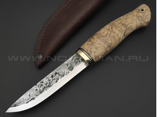 Товарищество Завьялова кованый нож Берси сталь K340, рукоять Стаб. карельская береза, латунь