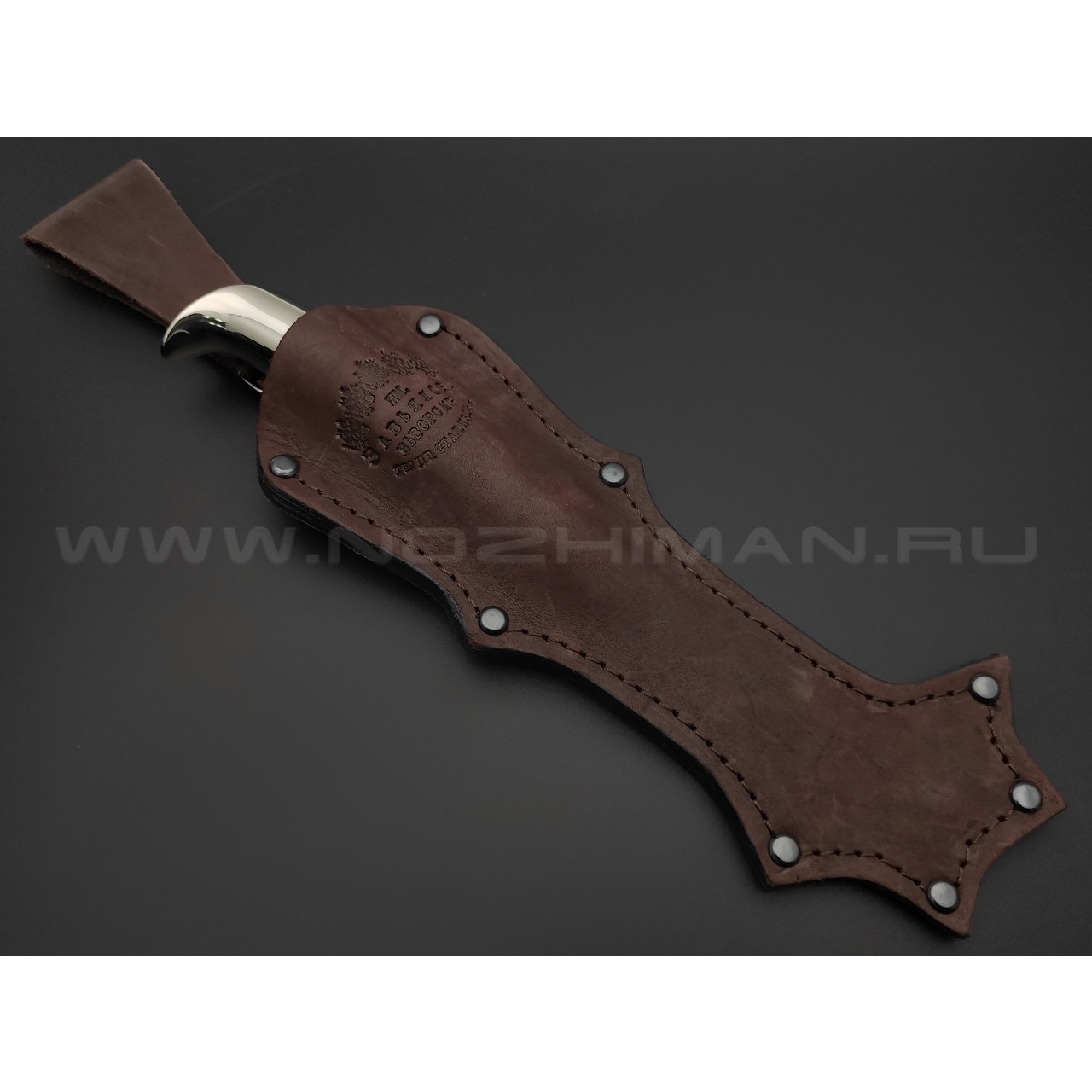 Товарищество Завьялова нож Финка Фронтовая сталь N690, рукоять Наборная береста, граб, мельхиор