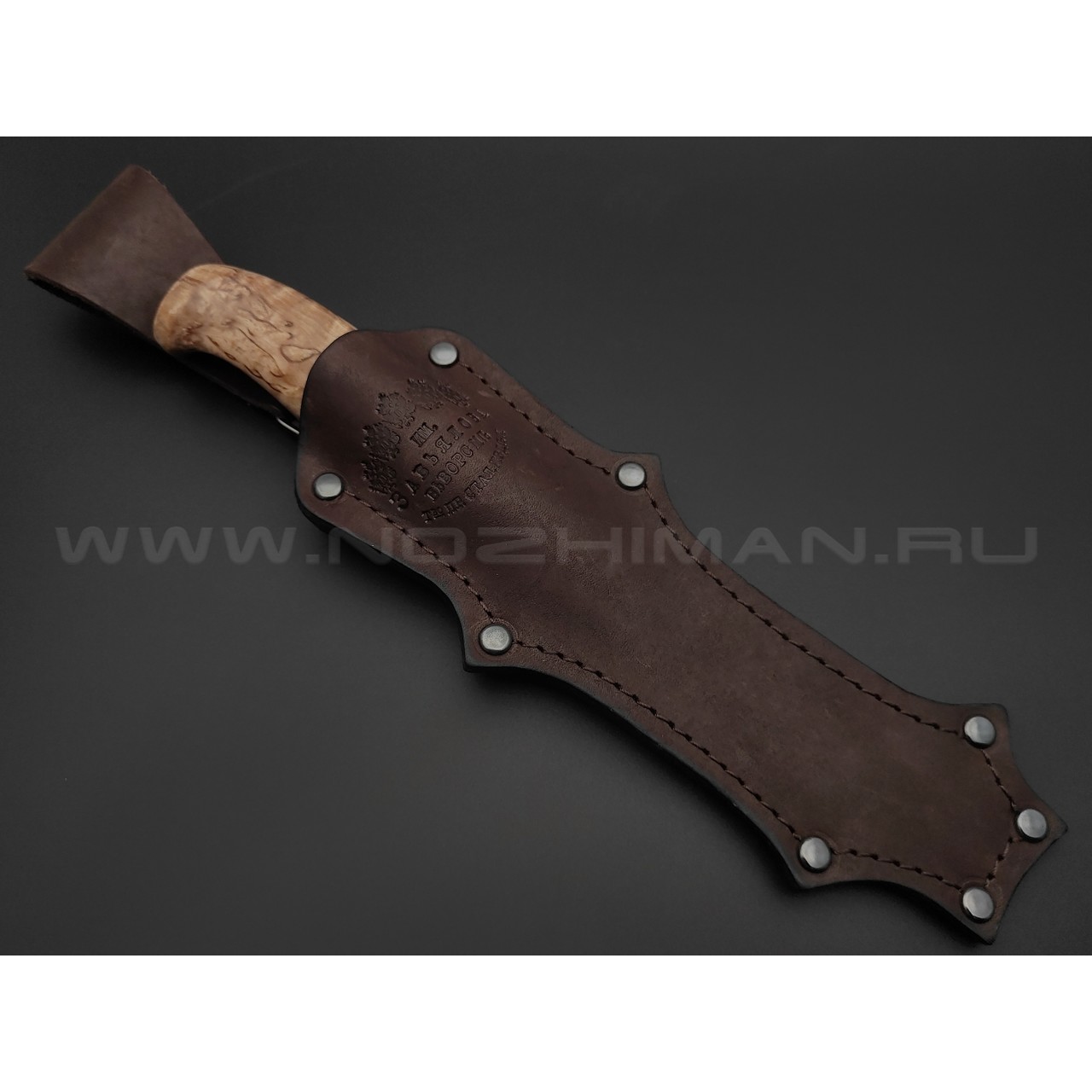 Товарищество Завьялова нож Финка Лапуа сталь K340, рукоять Стаб. карельская береза, латунь