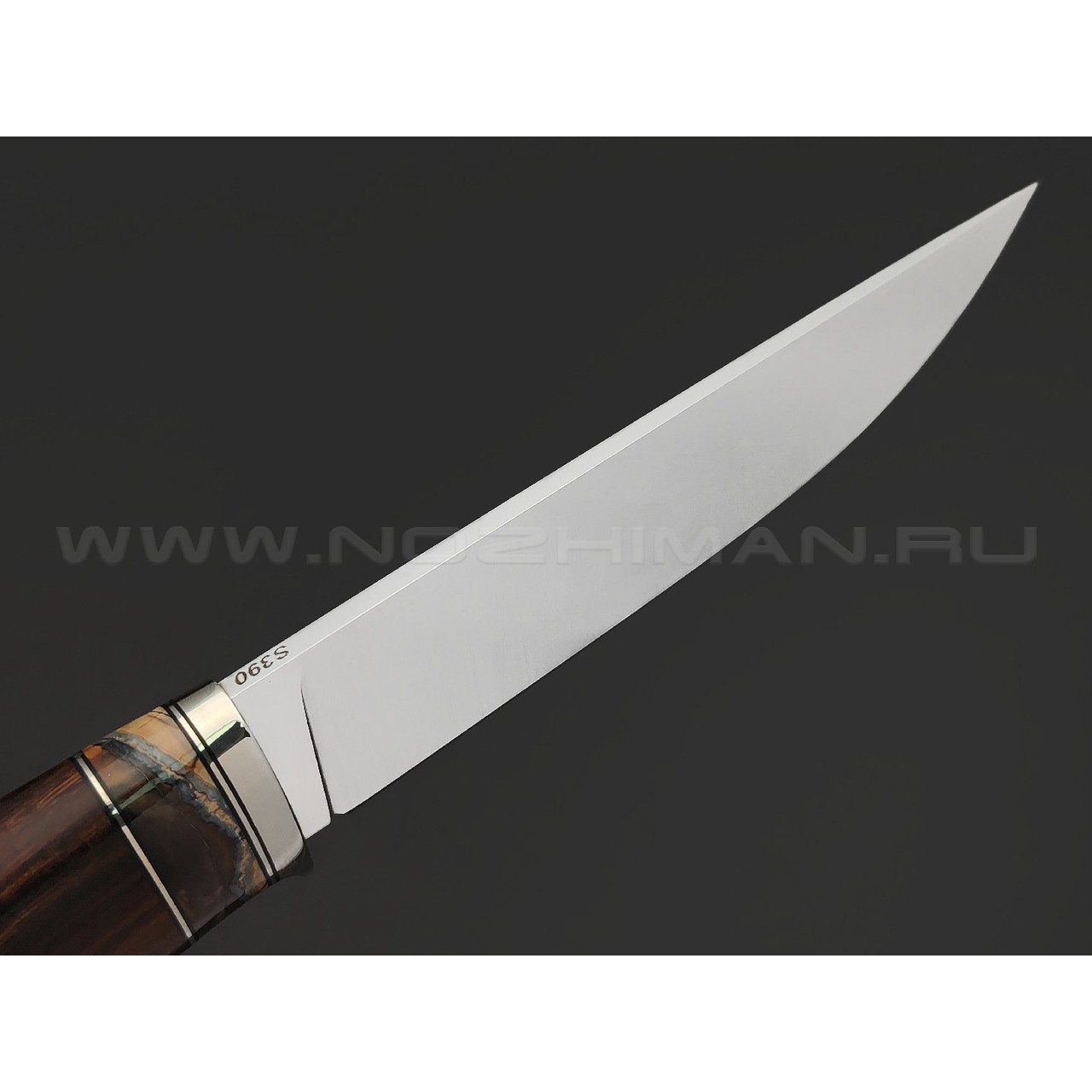 Кузница Ковчег нож Скаут сталь S390, рукоять Айронвуд, зуб мамонта, мельхиор