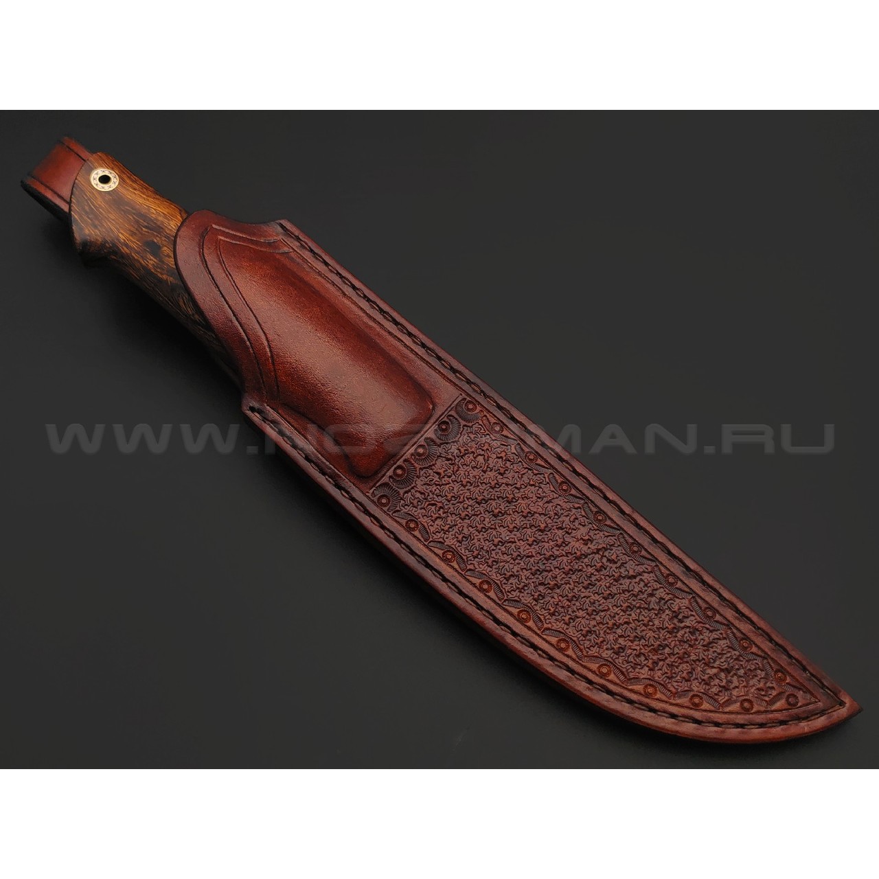 Кузница Ковчег нож Скаут сталь M398, рукоять Айронвуд, зуб мамонта, мельхиор