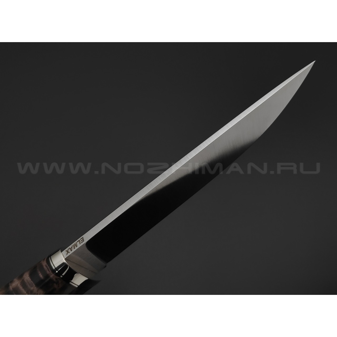 Кузница Ковчег нож Скаут сталь Elmax, рукоять Стаб. карельская береза, мельхиор