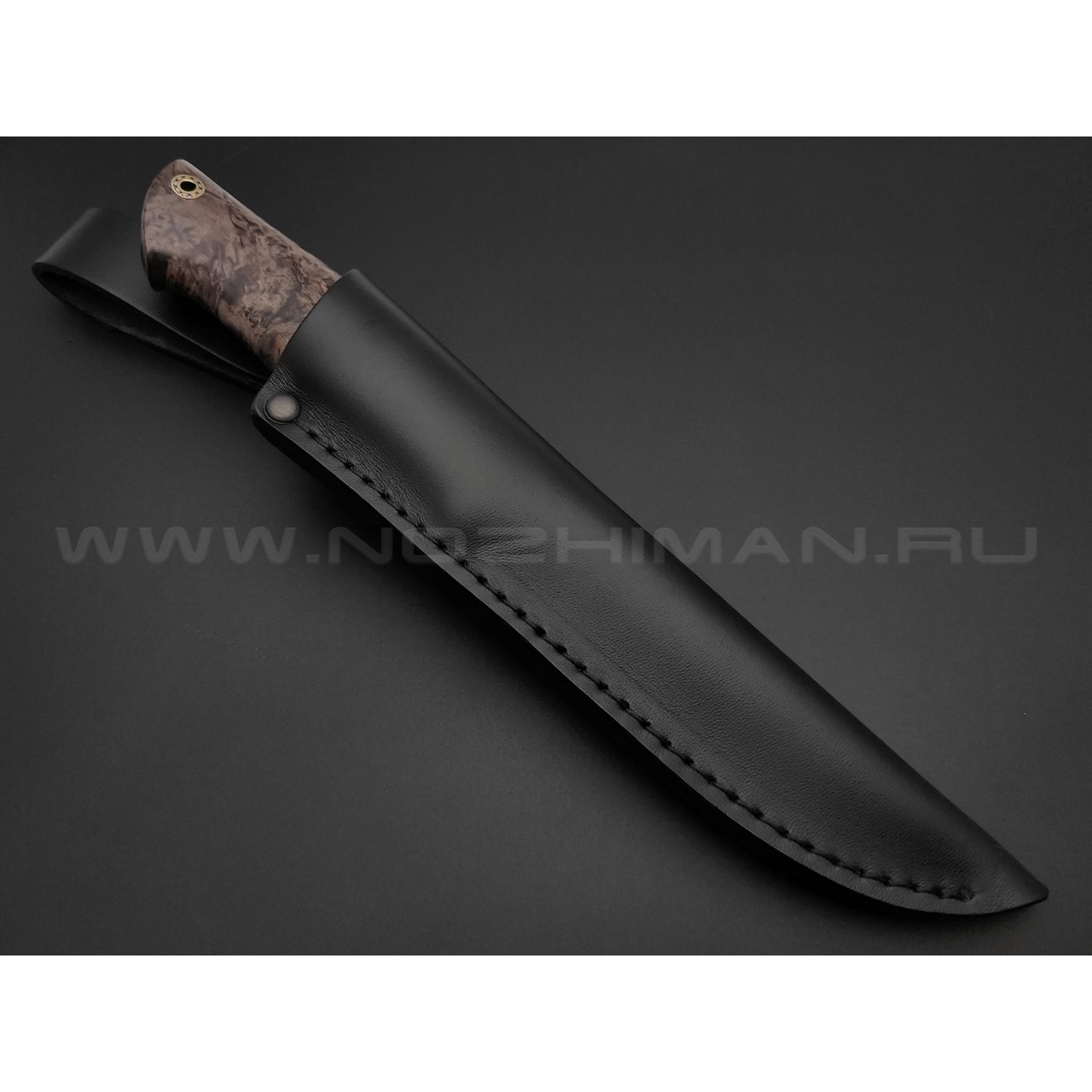 Кузница Ковчег нож Скаут сталь Elmax, рукоять Стаб. карельская береза, мельхиор