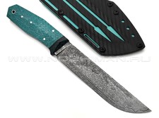 Дмитрий Болбат нож из стали S390 худ. травление, рукоять Alutex twill green, carbon fiber