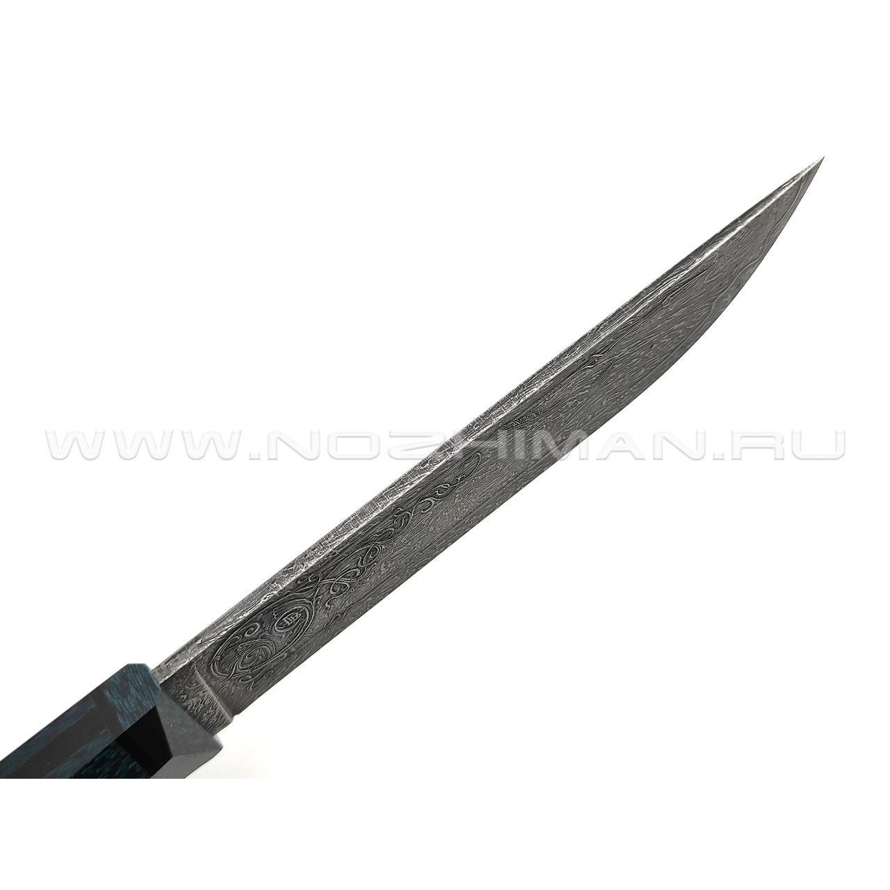 Дмитрий Болбат нож из стали S390 худ. травление, рукоять Alutex twill green, carbon fiber