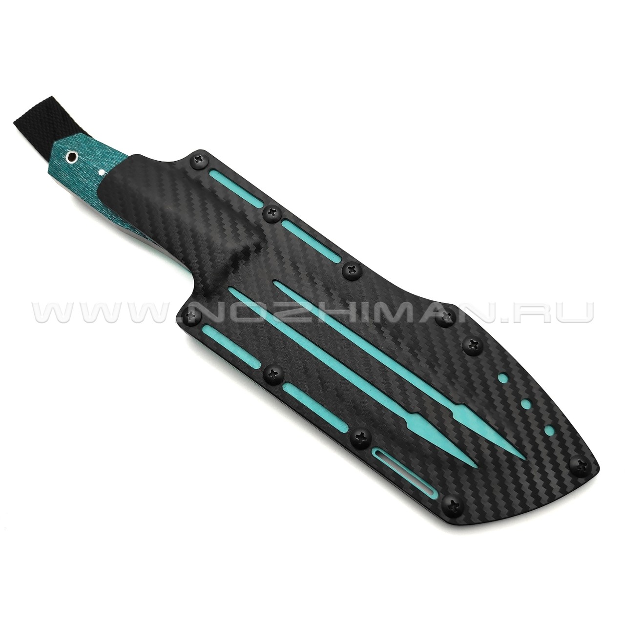 Дмитрий Болбат нож из стали S390 худ. травление, рукоять Alutex twill green, carbon fiber