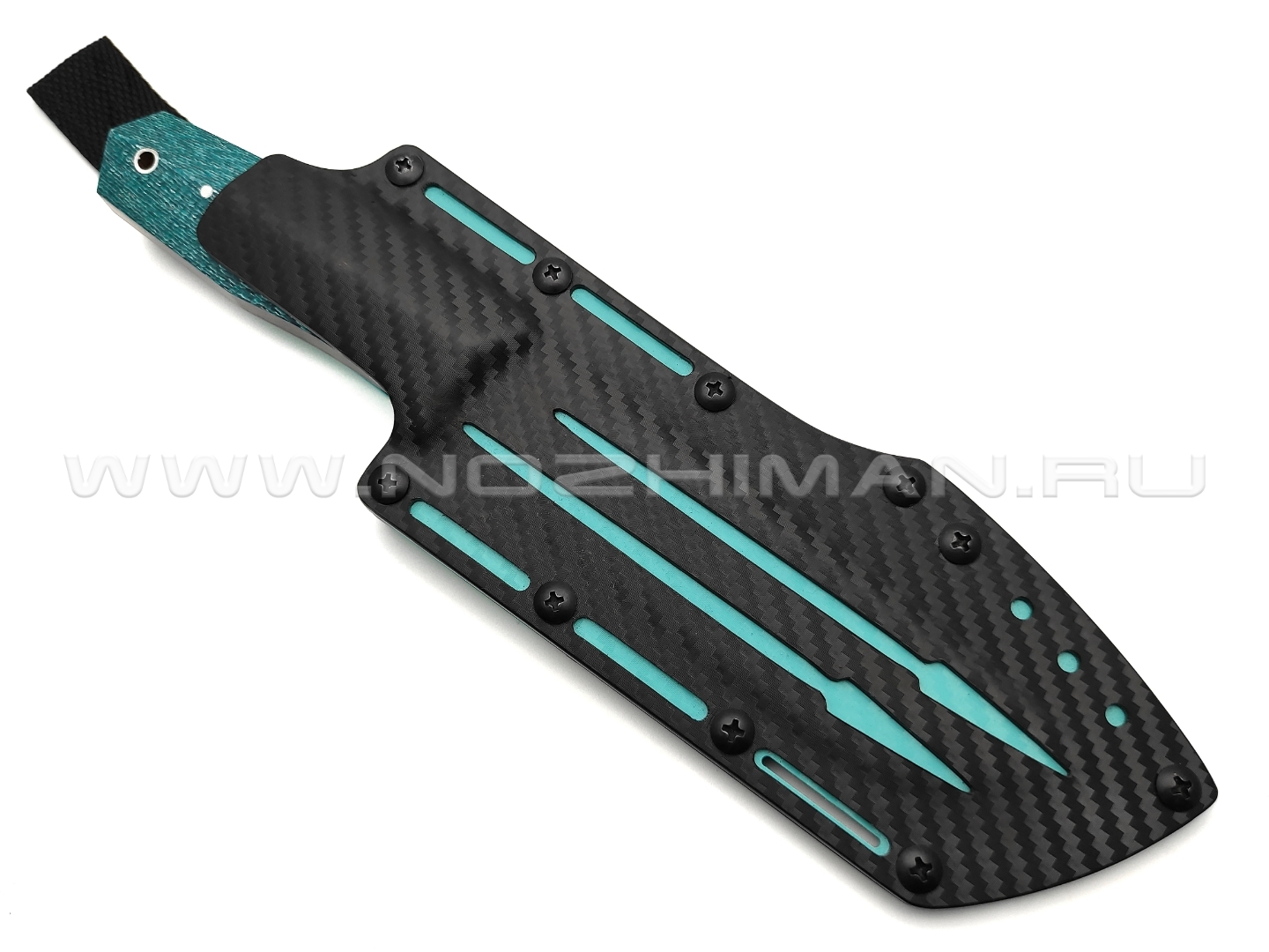 Дмитрий Болбат нож из стали S390 худ. травление, рукоять Alutex twill green, carbon fiber