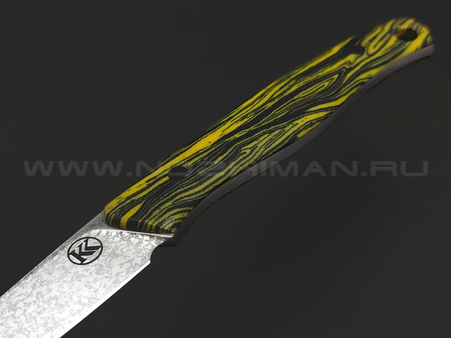 Кирилл Козлов нож Минога сталь VG-10, рукоять Micarta chaotic black & yellow