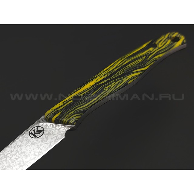 Кирилл Козлов нож Минога сталь VG-10, рукоять Micarta chaotic black & yellow