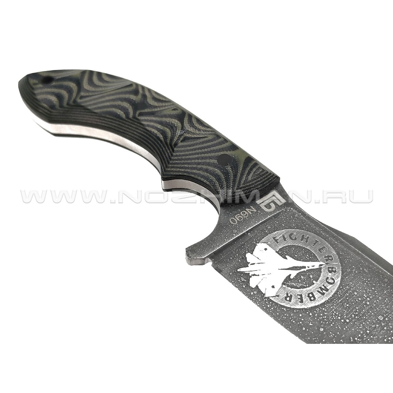 Богдан Гоготов нож NBG-59 Fighter Bomber сталь N690 травление, рукоять G10 black & olive