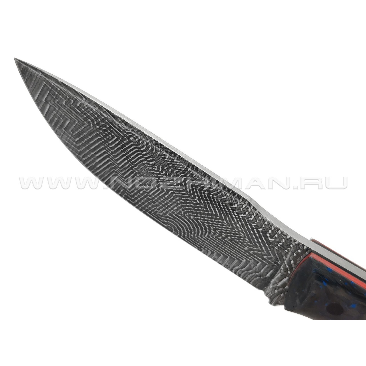 Богдан Гоготов нож NBG-64 сталь Cromax травление, рукоять Chaotic carbon fiber blue