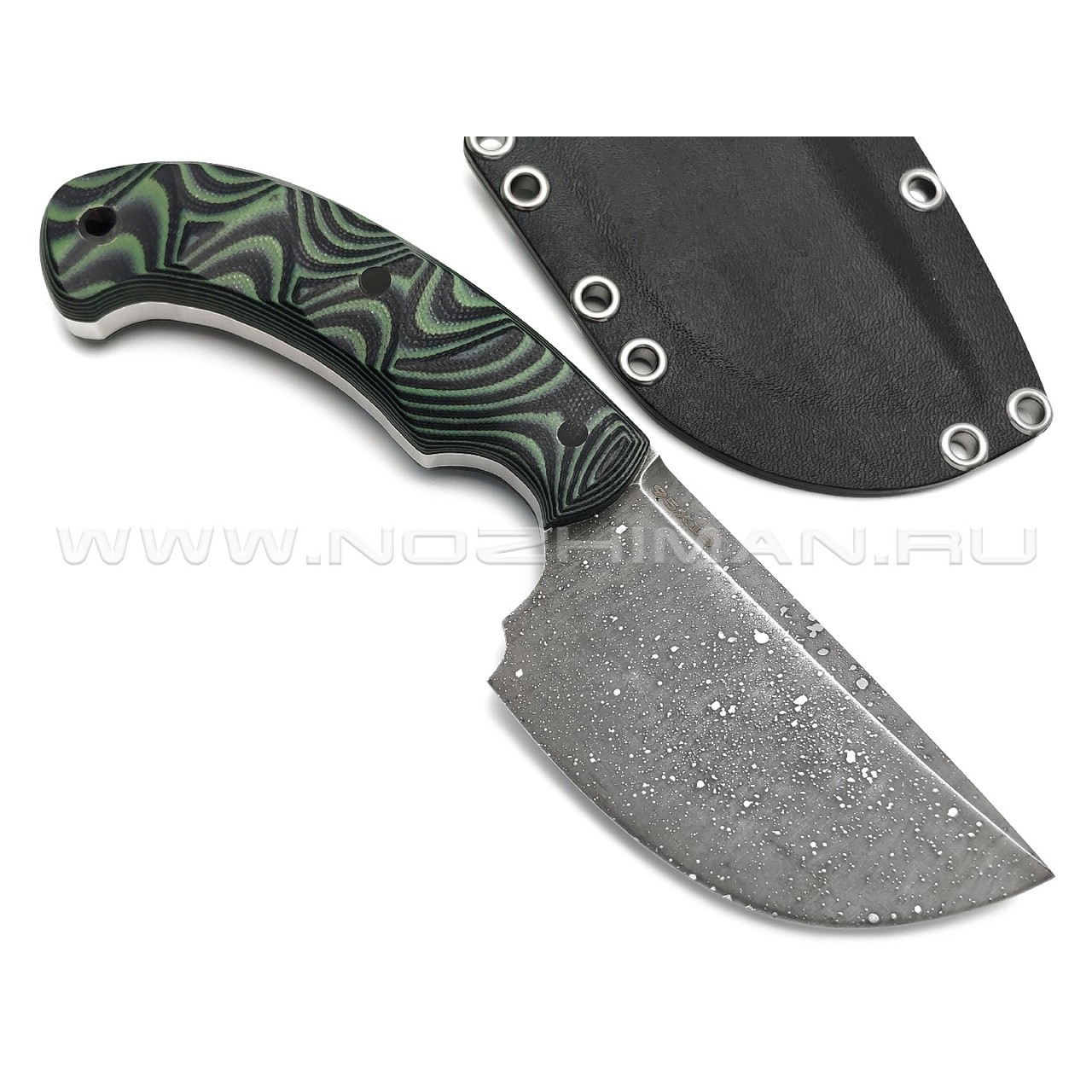 Богдан Гоготов нож NBG-61 сталь 95Х18 травление, рукоять G10 black & green