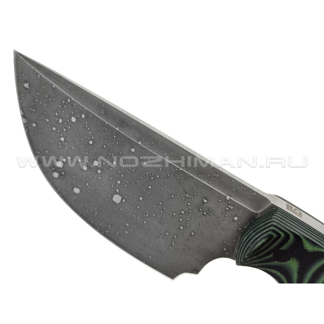 Богдан Гоготов нож NBG-61 сталь 95Х18 травление, рукоять G10 black & green