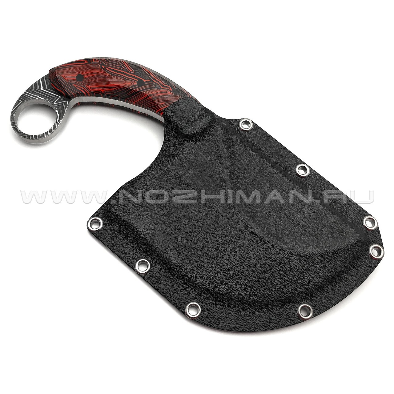 Богдан Гоготов нож NBG-71 сталь 95Х18 травление, рукоять G10 chaotic black & red