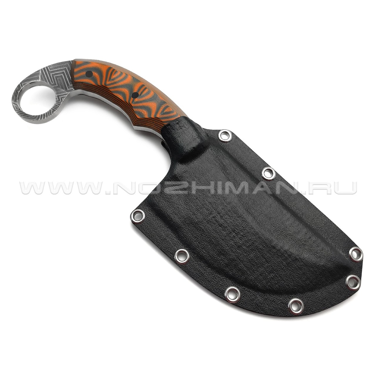 Богдан Гоготов нож NBG-70 сталь 95Х18 травление, рукоять G10 orange & grey