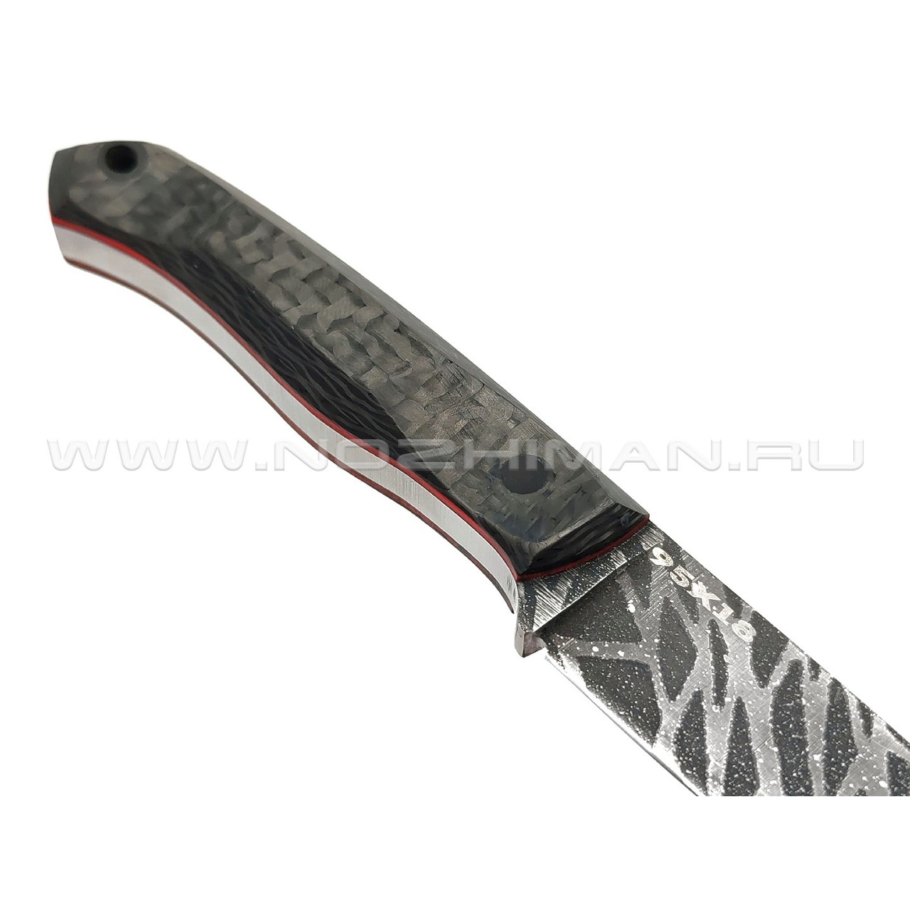 Богдан Гоготов нож NBG-57 сталь 95Х18 травление, рукоять Carbon fiber