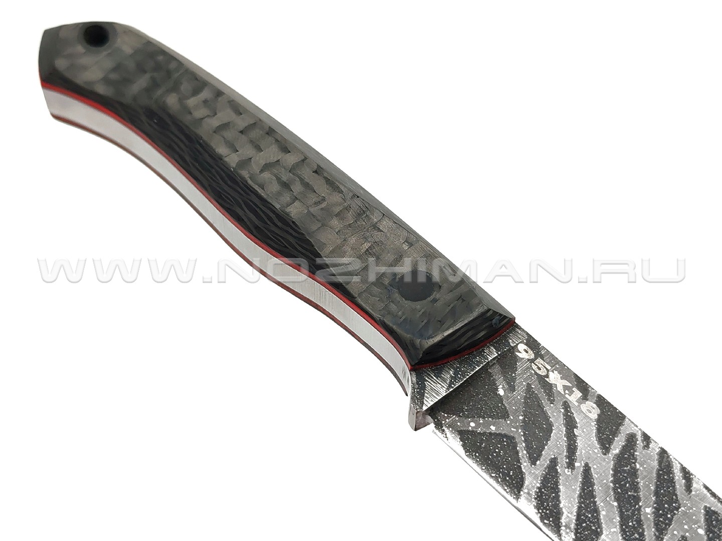 Богдан Гоготов нож NBG-57 сталь 95Х18 травление, рукоять Carbon fiber