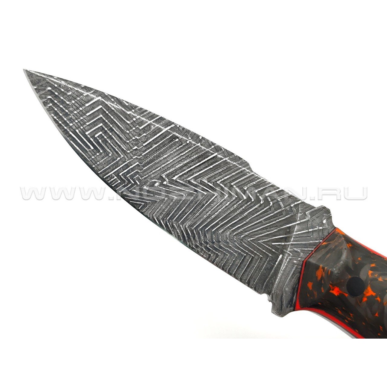 Богдан Гоготов нож NBG-58 сталь Cromax травление, рукоять Chaotic carbon fiber orange