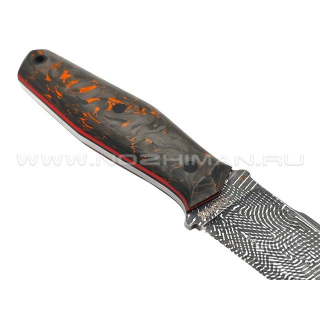 Богдан Гоготов нож NBG-58 сталь Cromax травление, рукоять Chaotic carbon fiber orange