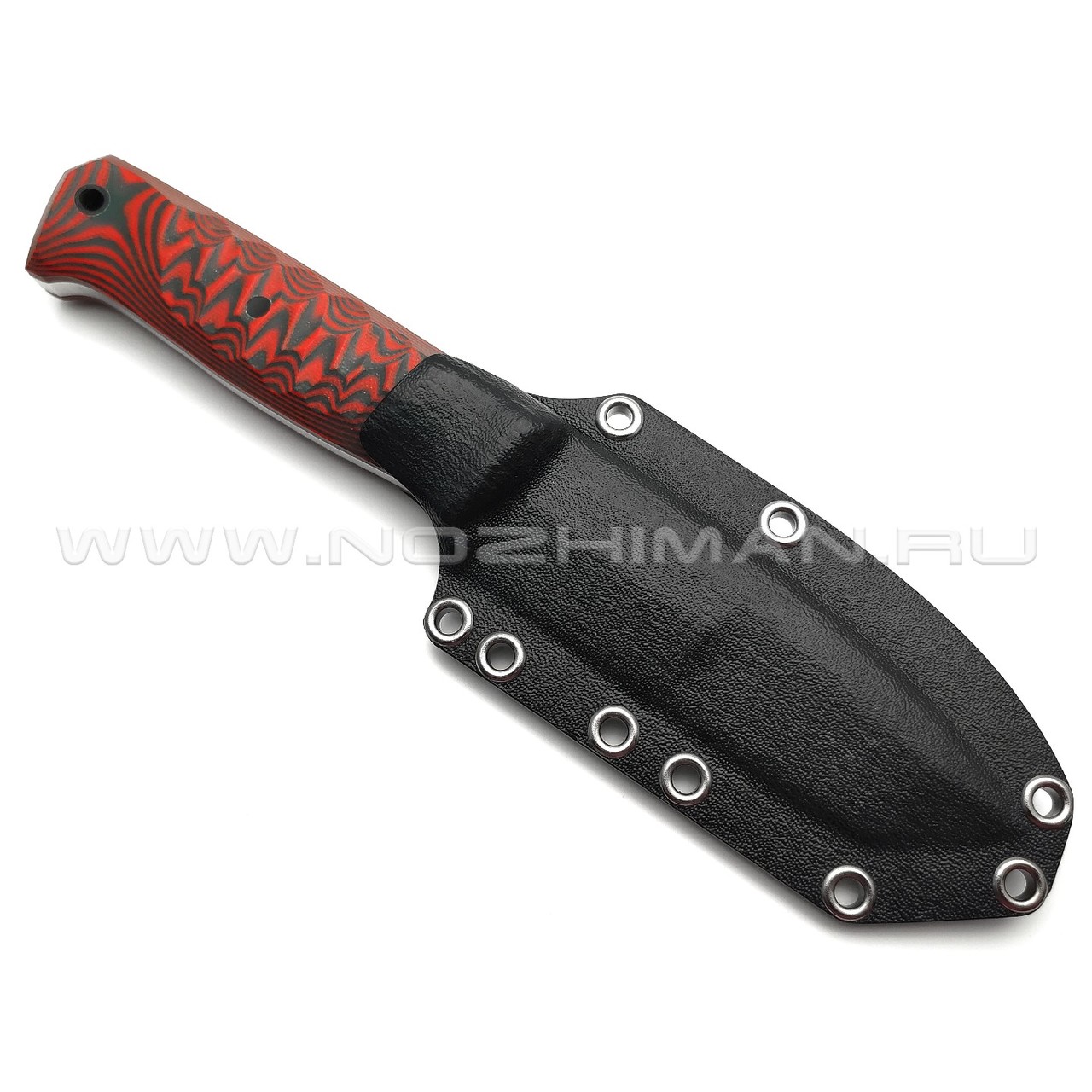Богдан Гоготов нож Танто NBG-60 сталь 95Х18 травление, рукоять G10 red & grey