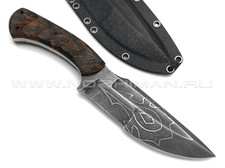 Богдан Гоготов нож NBG-62 Orc Edition сталь PGK травление, рукоять G10 chaotic black & orange
