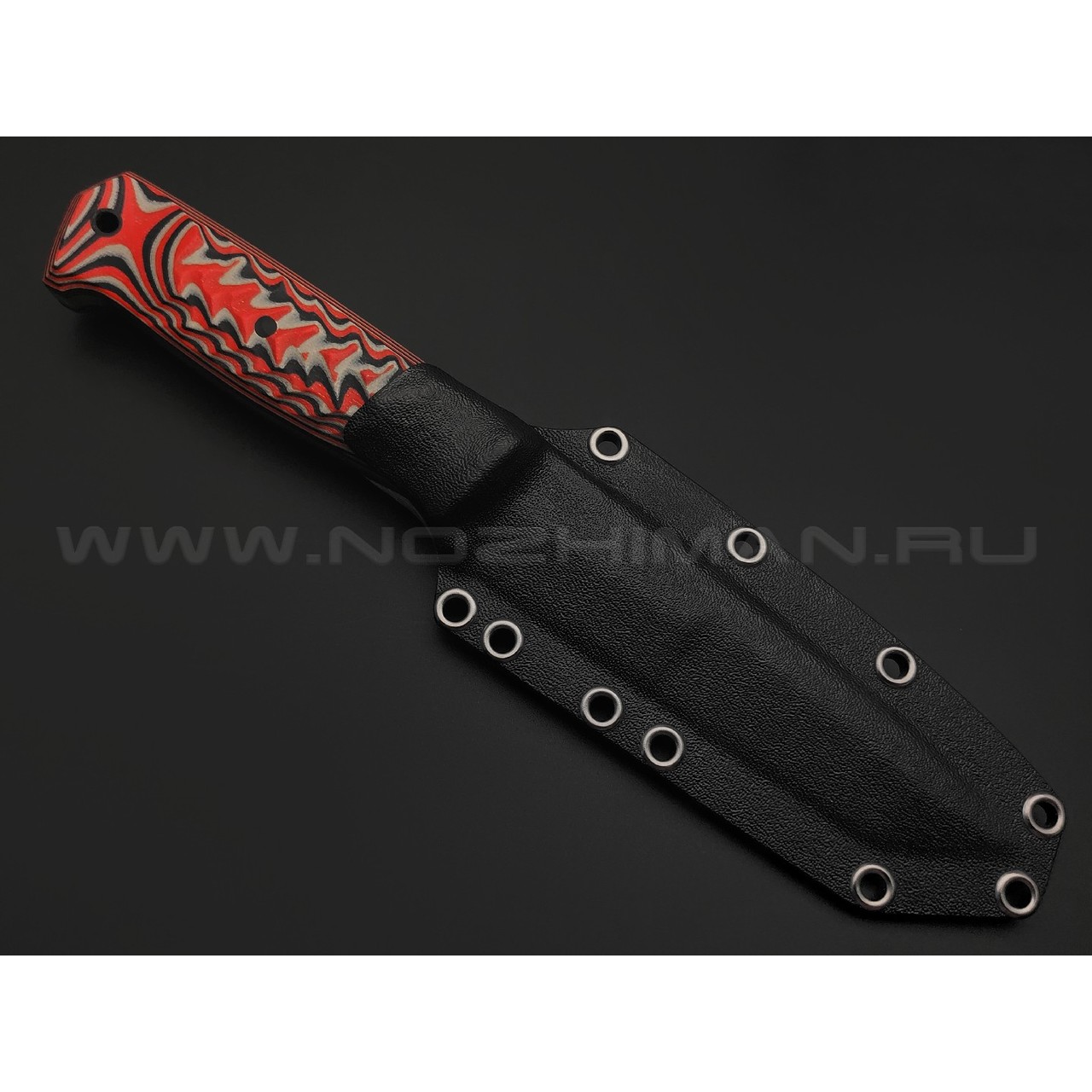 Богдан Гоготов нож Танто NBG-66 сталь 95Х18 травление, рукоять G10 red-black-grey