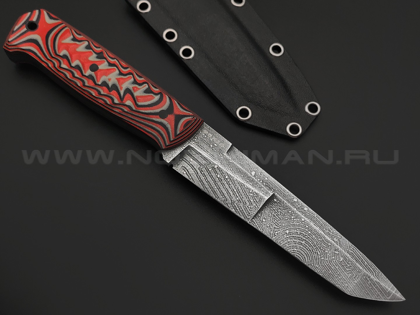 Богдан Гоготов нож Танто NBG-66 сталь 95Х18 травление, рукоять G10 red-black-grey
