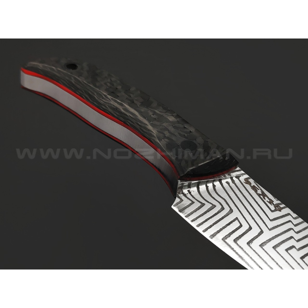 Богдан Гоготов нож NBG-56 сталь 95Х18 травление, рукоять Carbon fiber