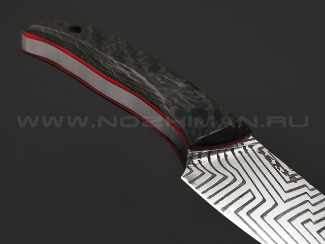 Богдан Гоготов нож NBG-56 сталь 95Х18 травление, рукоять Carbon fiber